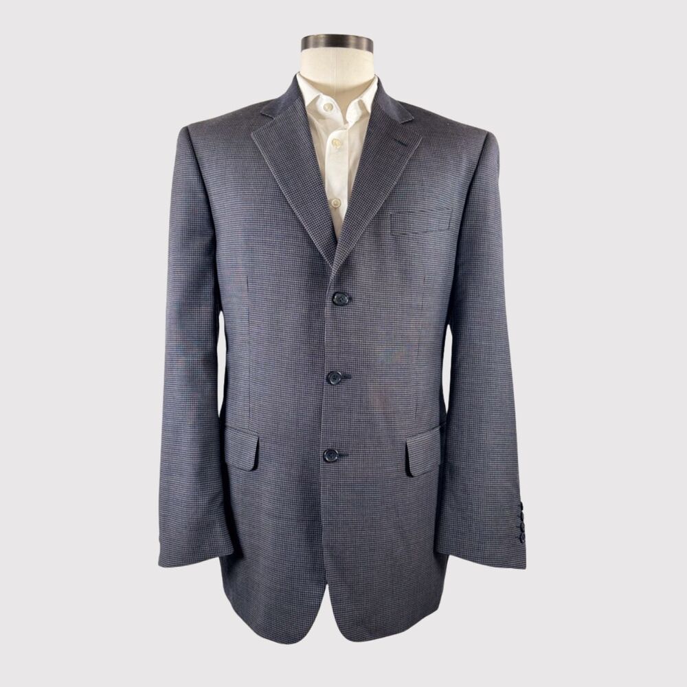 VINTAGE Jack Victor Mens Blazer Gray  Lanzawood SPJ Wool Sport Coat Jacket 42L